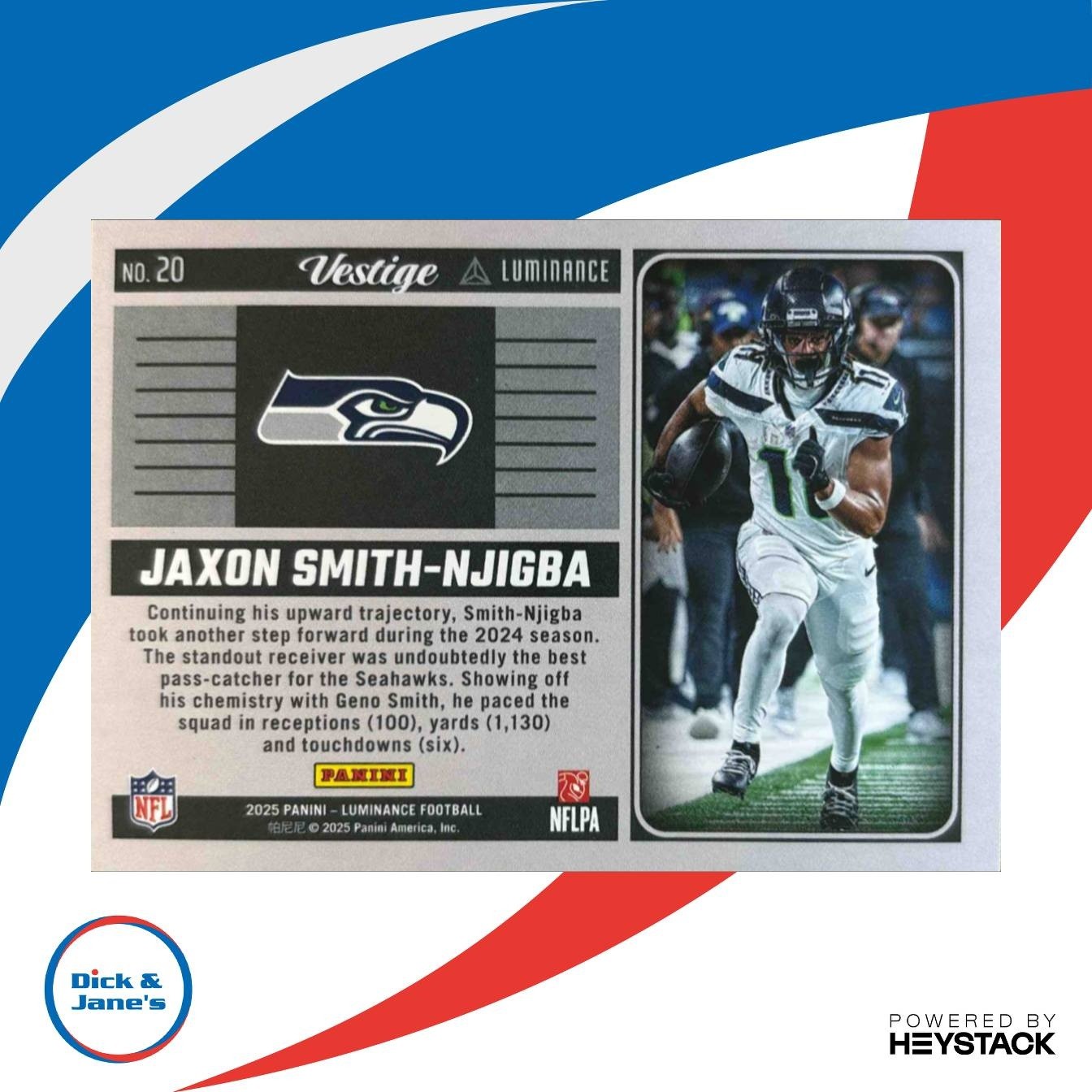 2025 Panini Luminance Jaxon Smith-Njigba Vestige #20 Seattle Seahawks - Sports Cards