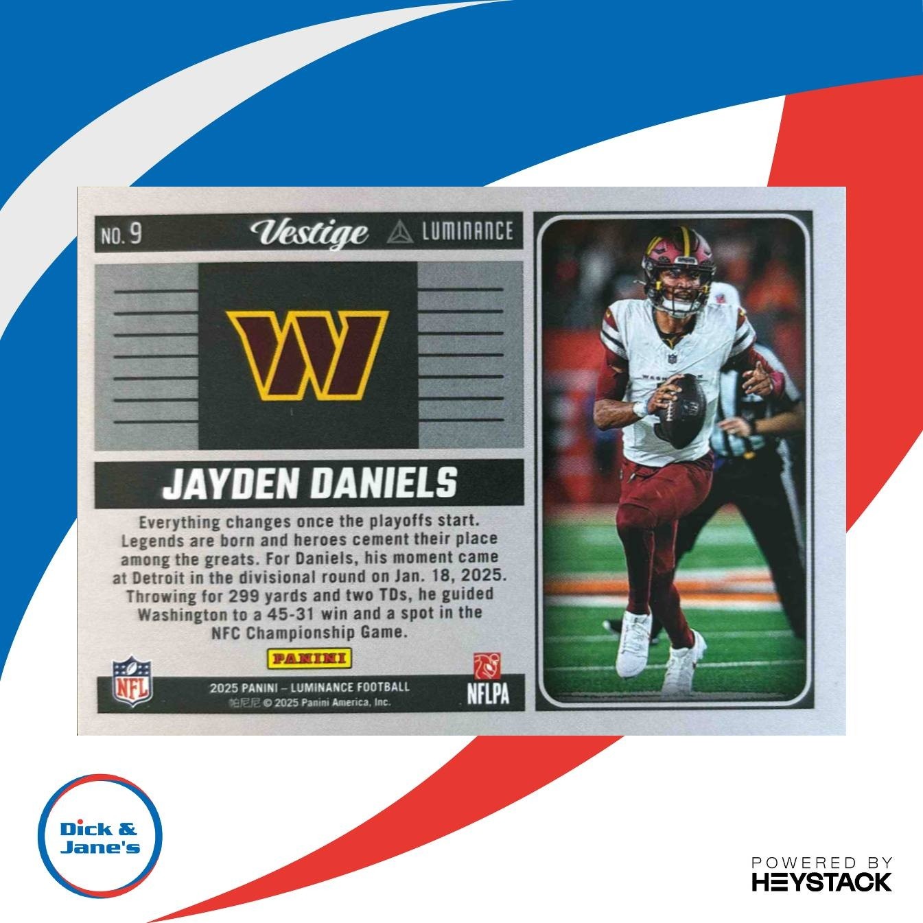 2025 Panini Luminance Jayden Daniels Vestige #9 Washington Commanders - Sports Cards