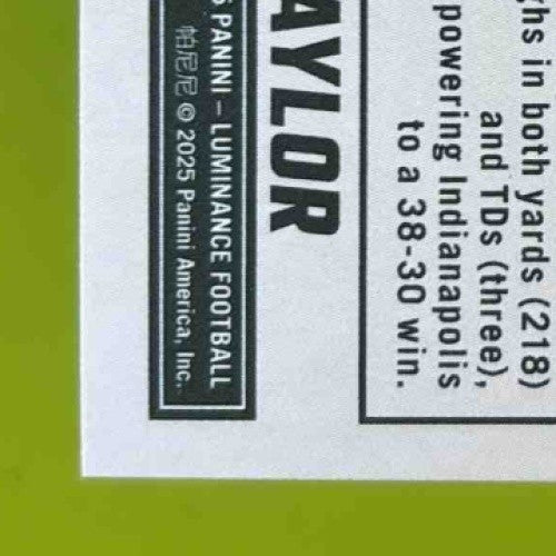 2025 Panini Luminance Jonathan Taylor Fuzion #5 Indianapolis Colts - Sports Cards