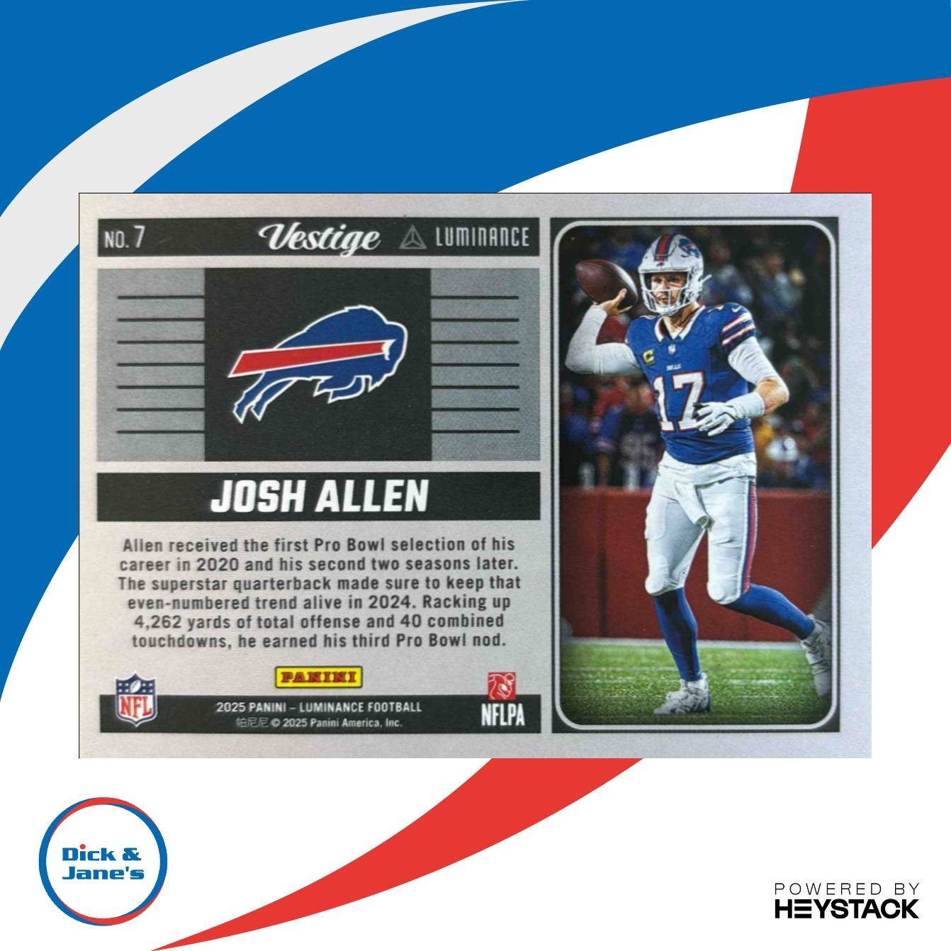 2025 Panini Luminance Josh Allen Vestige #7 Buffalo Bills - Sports Cards