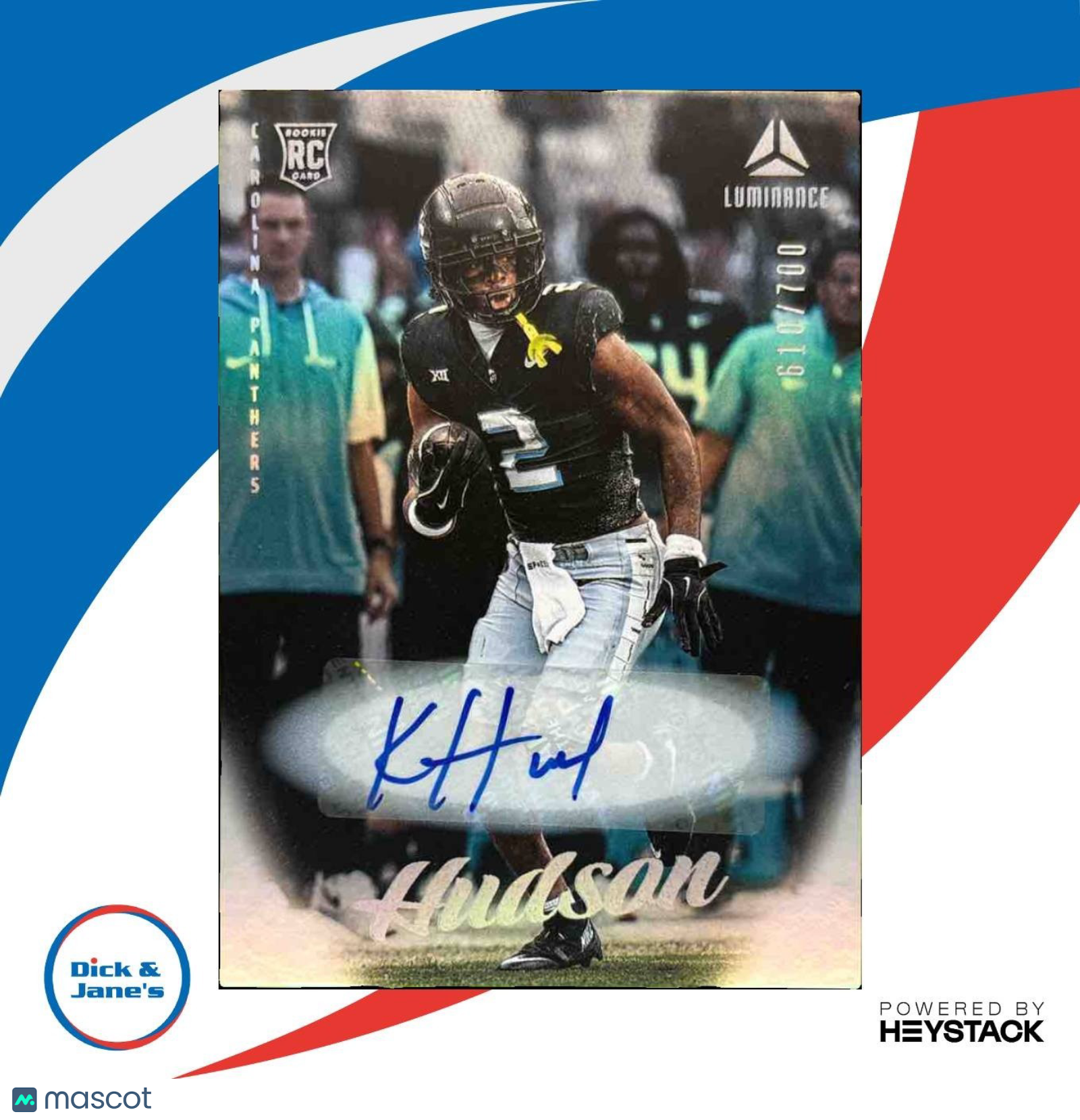 2025 Panini Luminance Kobe Hudson Auto /700 #169 RC Carolina Panthers - Sports Cards