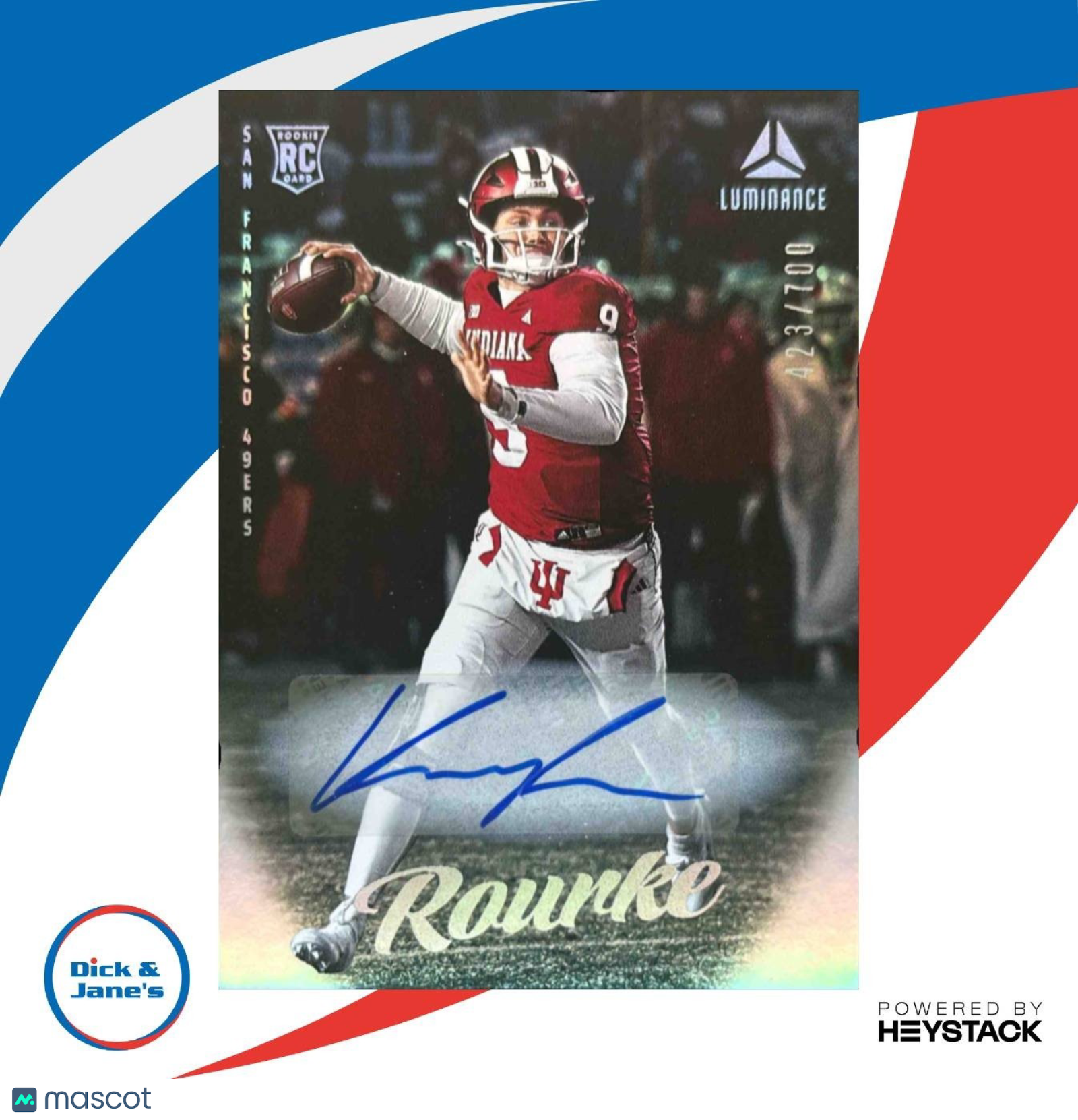 2025 Panini Luminance Kurtis Rourke Base /700 #107 RC Auto San Francisco 49ers - Sports Cards