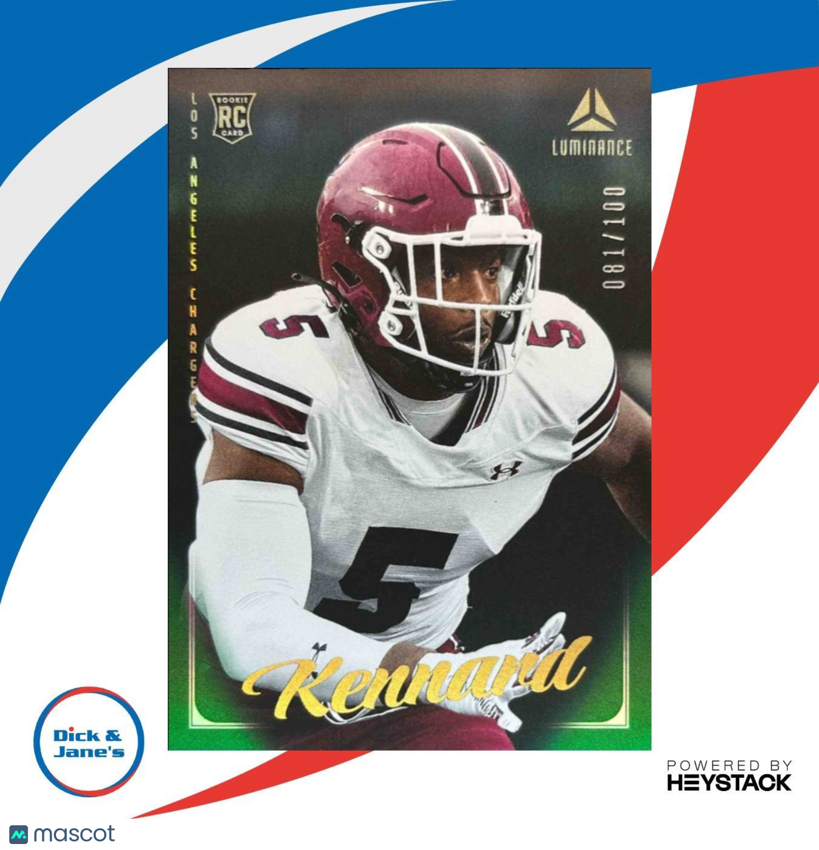 2025 Panini Luminance Kyle Kennard Green /100 #159 RC Los Angeles Chargers - Sports Cards