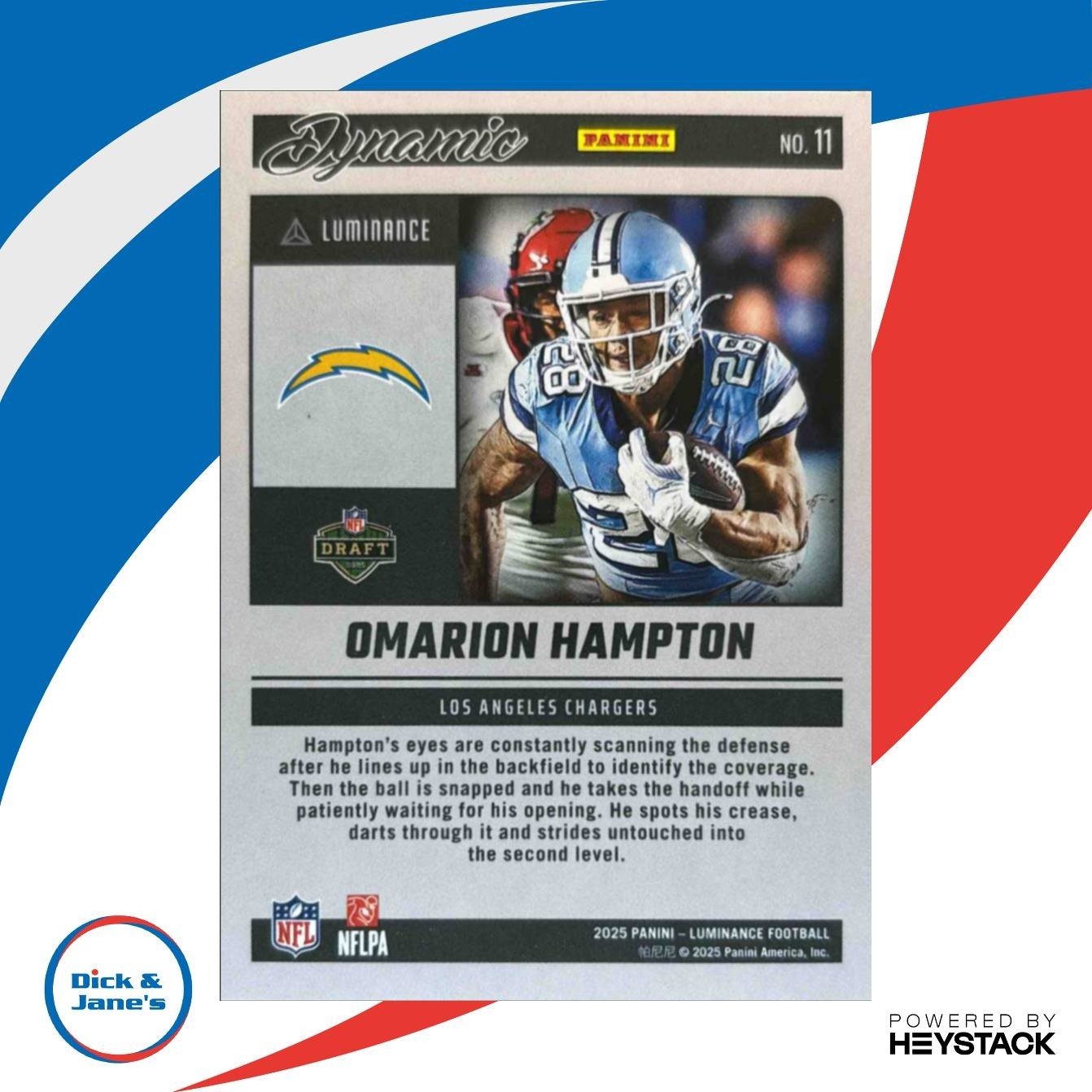 2025 Panini Luminance Omarion Hampton Dynamic Rookies #11 - Sports Cards