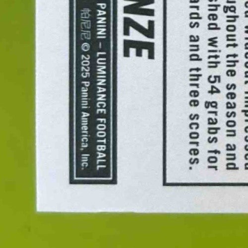 2025 Panini Luminance Rome Odunze Fuzion #7 Chicago Bears - Sports Cards