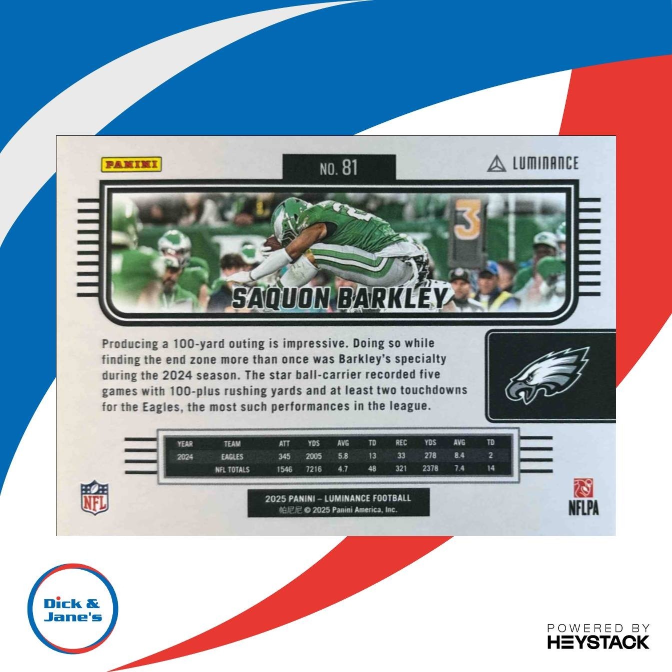 2025 Panini Luminance Saquon Barkley #81 Philadelphia Eagles - Sports Cards