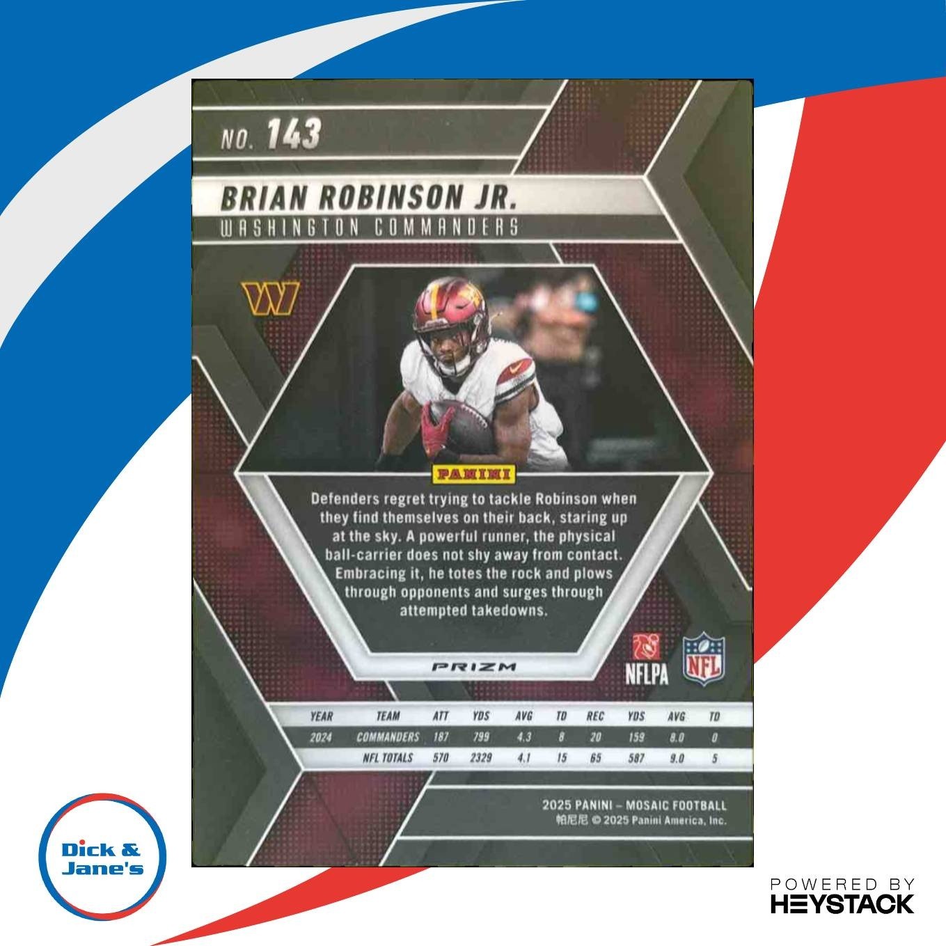 2025 Panini Mosaic Brian Robinson Jr. Honeycomb Prizm #143 Washington Commanders - Sports Cards