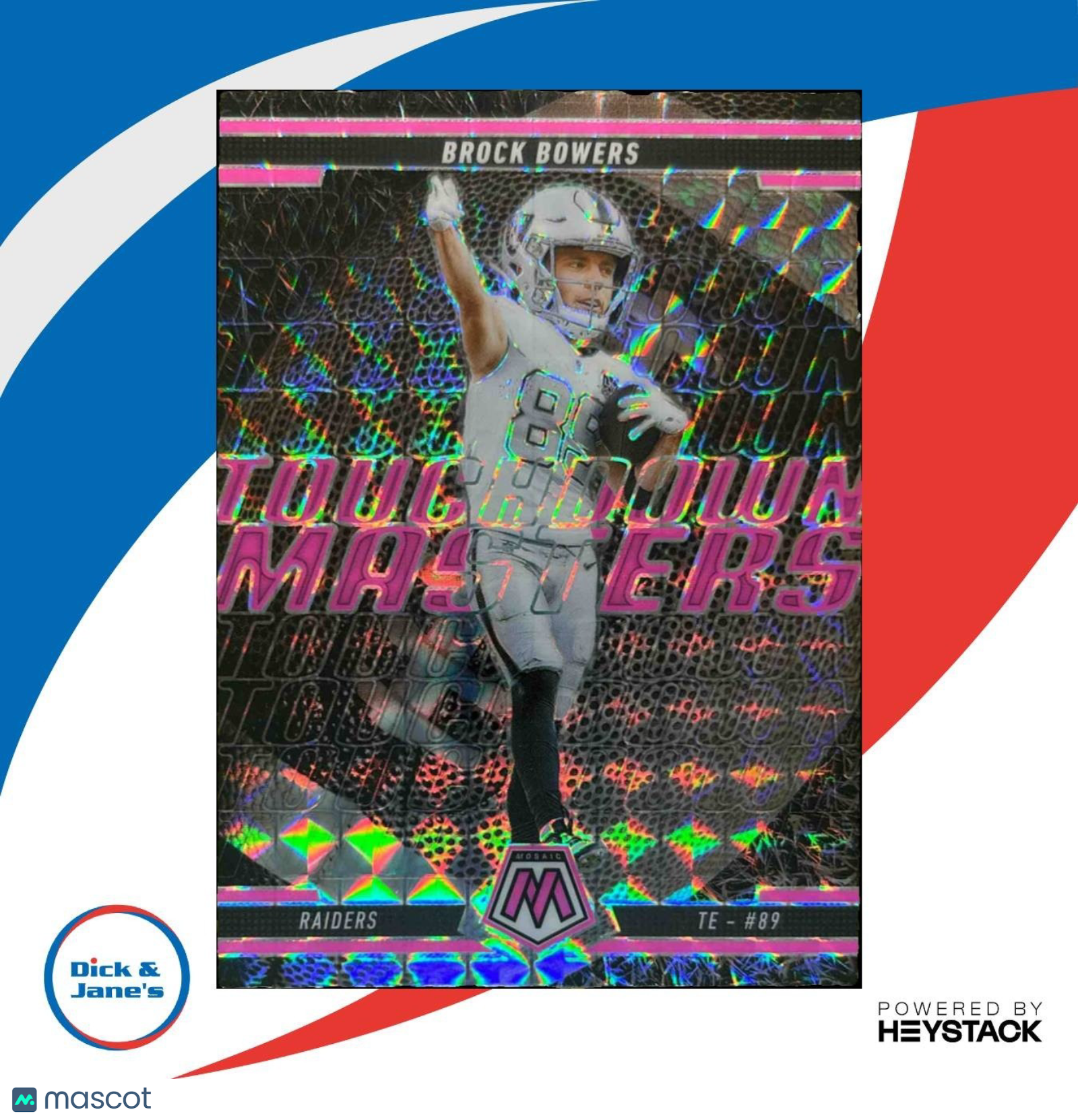 2025 Panini Mosaic Brock Bowers Touchdown Masters Pink Fluorescent #2 Raiders - Sports Cards