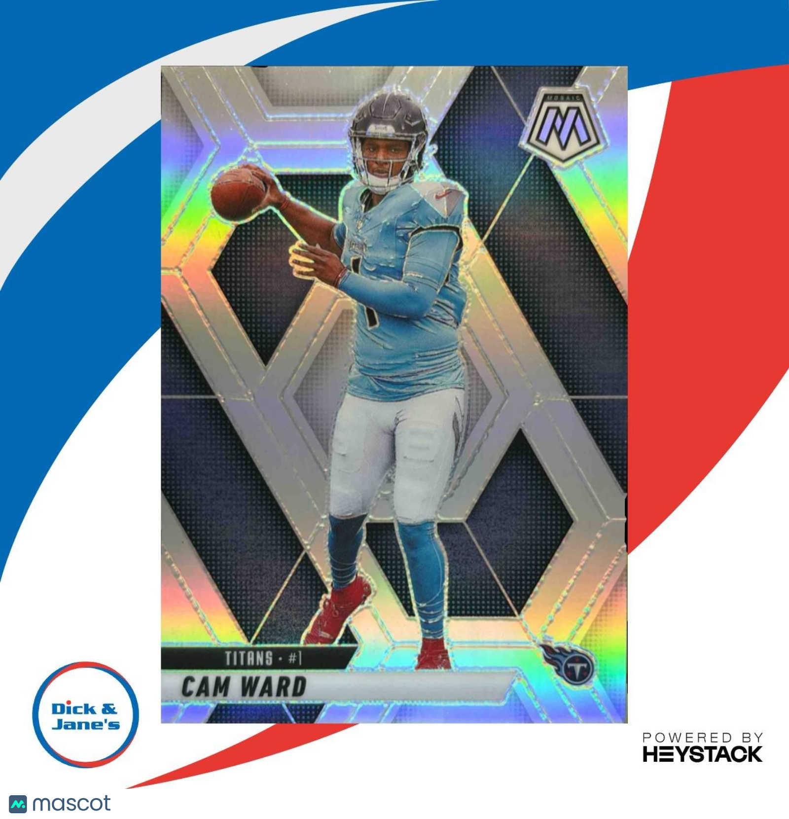 2025 Panini Mosaic Cam Ward Rookies Silver #382 RC Tennessee Titans - Sports Cards