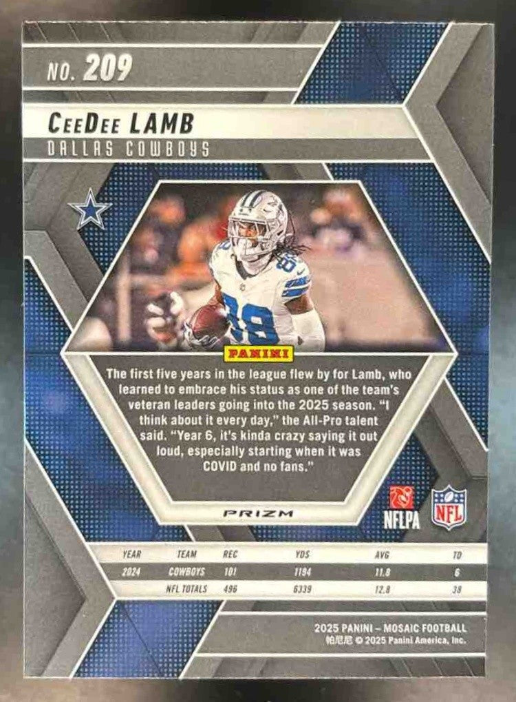 2025 Panini Mosaic CeeDee Lamb Genesis Prizm #209 Dallas Cowboys - Sports Cards