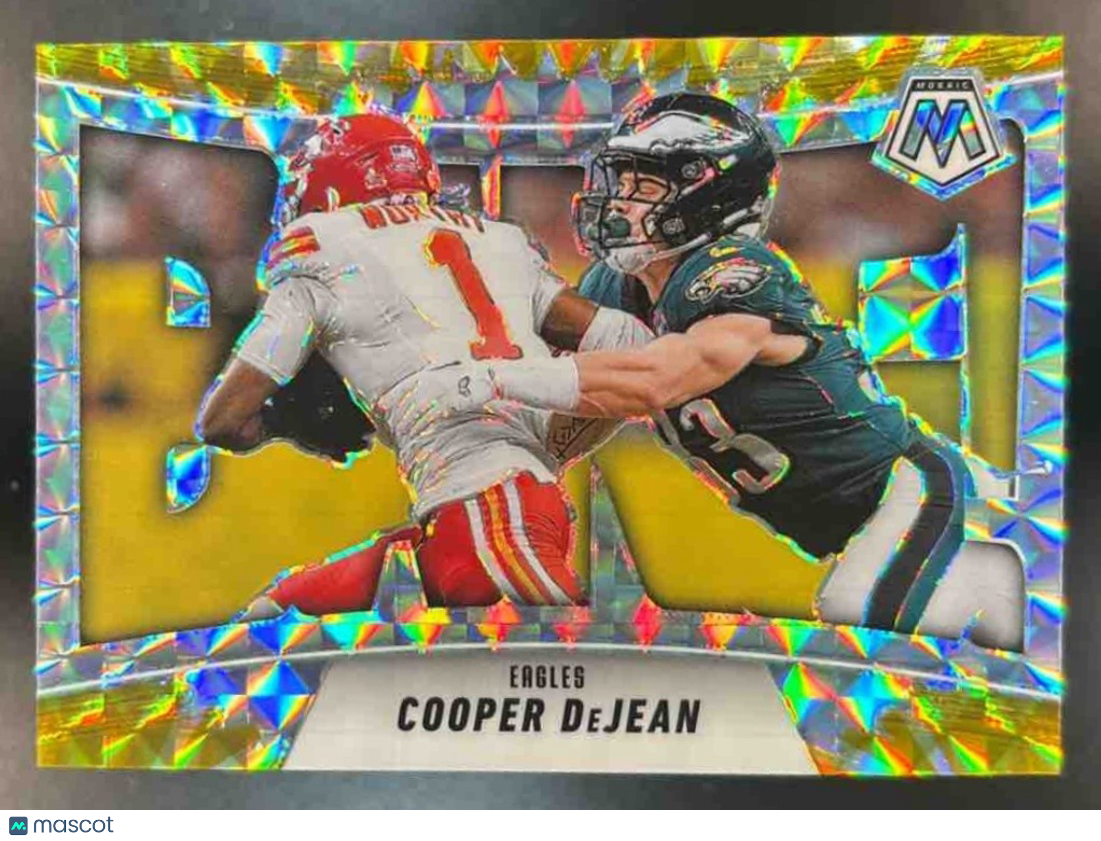 2025 Panini Mosaic Cooper DeJean Bang! Reactive Yellow /89 #9 Philadelphia Eagle - Sports Cards