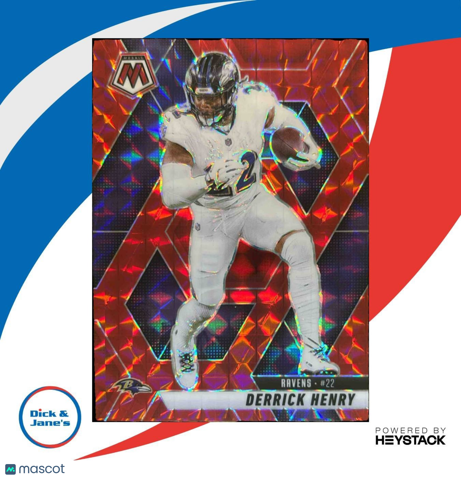 2025 Panini Mosaic Derrick Henry Red Scope Prizm #67 Baltimore Ravens - Sports Cards
