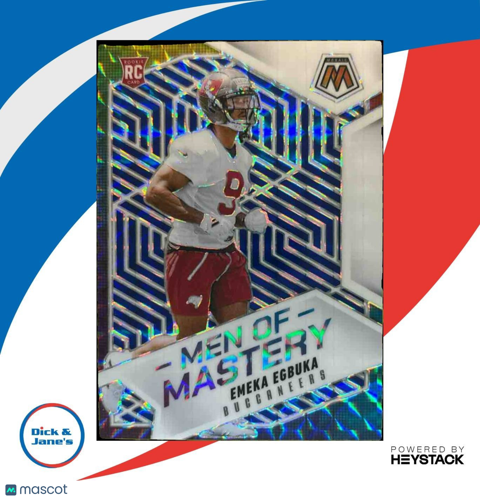 2025 Panini Mosaic Emeka Egbuka Men of Mastery Blue /99 #15 RC Buccaneers - Sports Cards