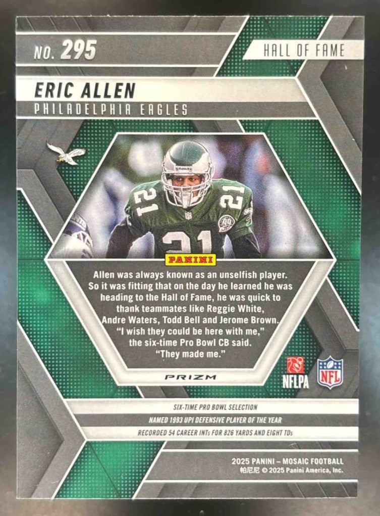 2025 Panini Mosaic Eric Allen Hall of Fame Genesis #295 Philadelphia Eagles - Sports Cards