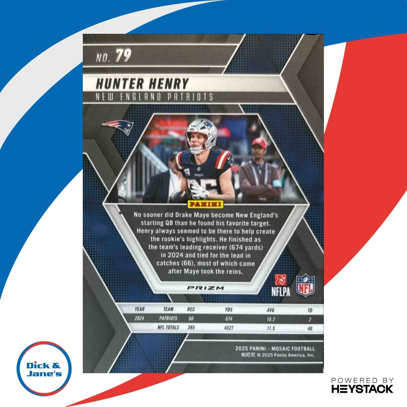 2025 Panini Mosaic Hunter Henry Honeycomb #79 New England Patriots - Sports Cards