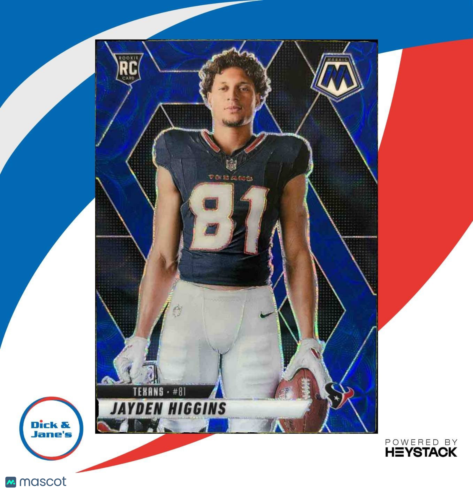 2025 Panini Mosaic Jayden Higgins Variation Blue Scope #286 RC Houston Texans - Sports Cards