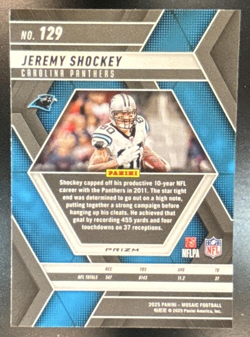 2025 Panini Mosaic Jeremy Shockey Genesis Prizm #129 Carolina Panthers - Sports Cards