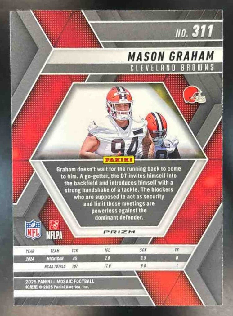 2025 Panini Mosaic Mason Graham Rookies Camo Pink Prizm #311 RC Cleveland Browns - Sports Cards