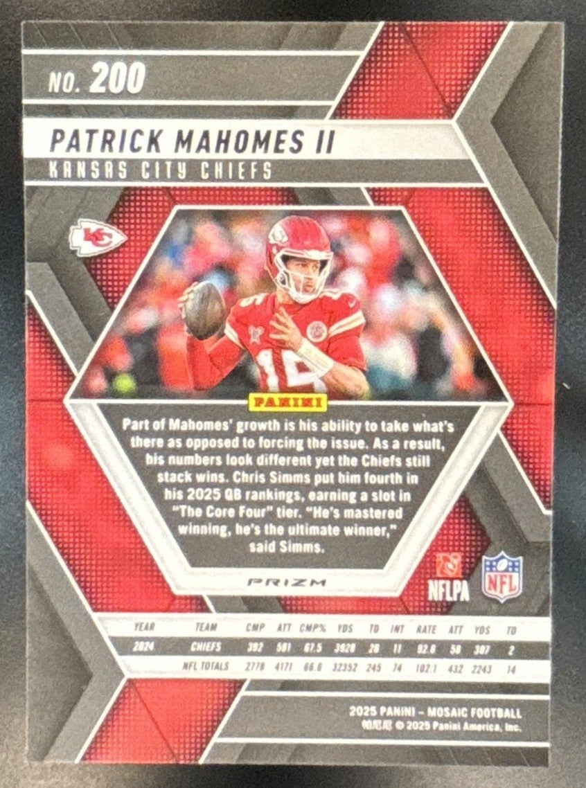 2025 Panini Mosaic Patrick Mahomes II Genesis Prizm #200 Kansas City Chiefs - Sports Cards