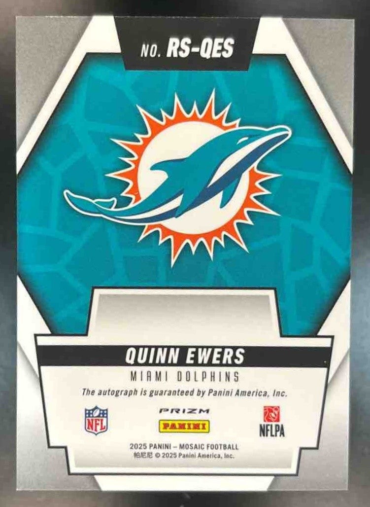 2025 Panini Mosaic Quinn Ewers Rookie Scripts #RS-QES RC Auto Miami Dolphins - Sports Cards