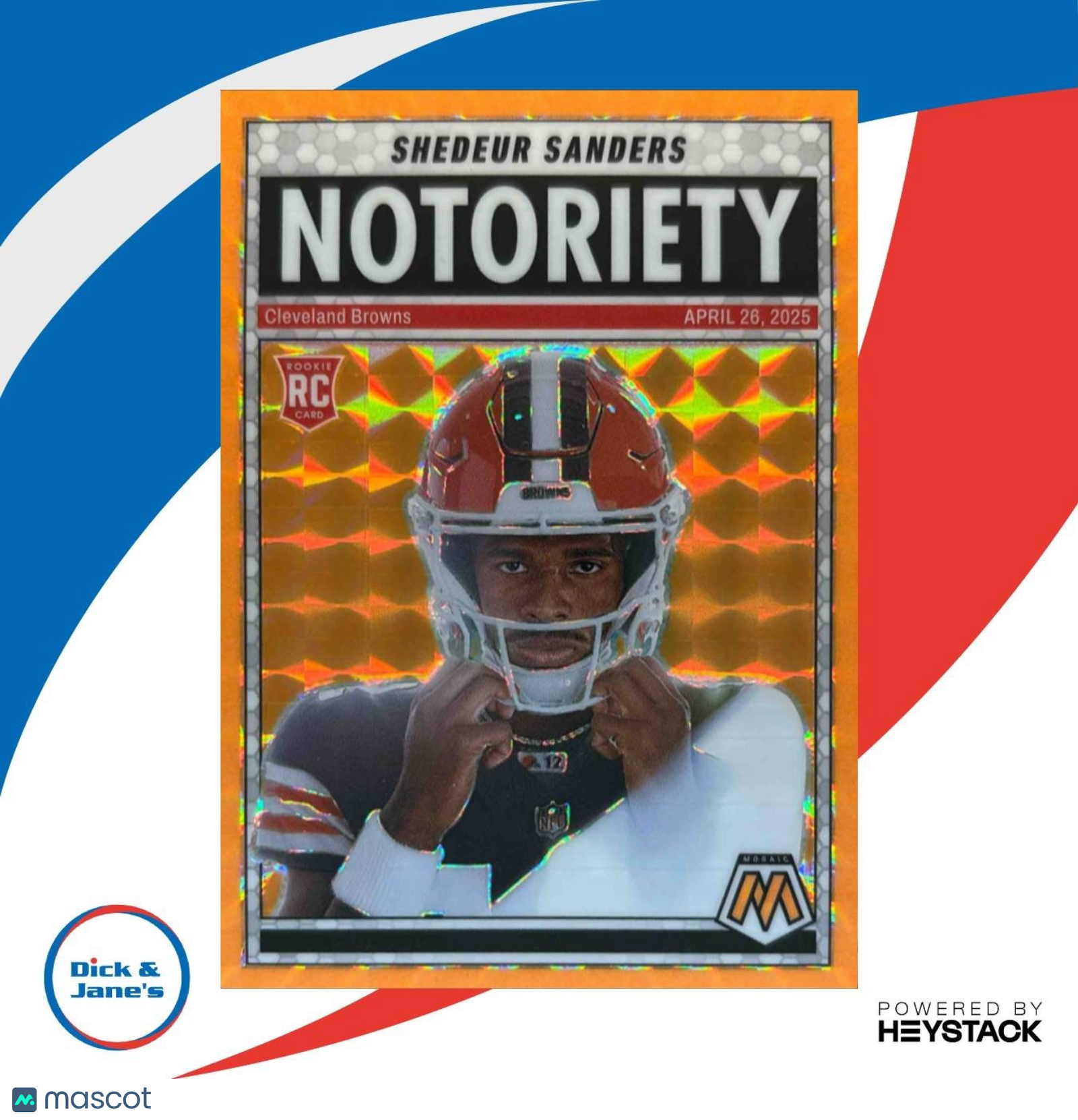 2025 Panini Mosaic Shedeur Sanders Notoriety Orange Fluorescent #13 RC Browns - Sports Cards