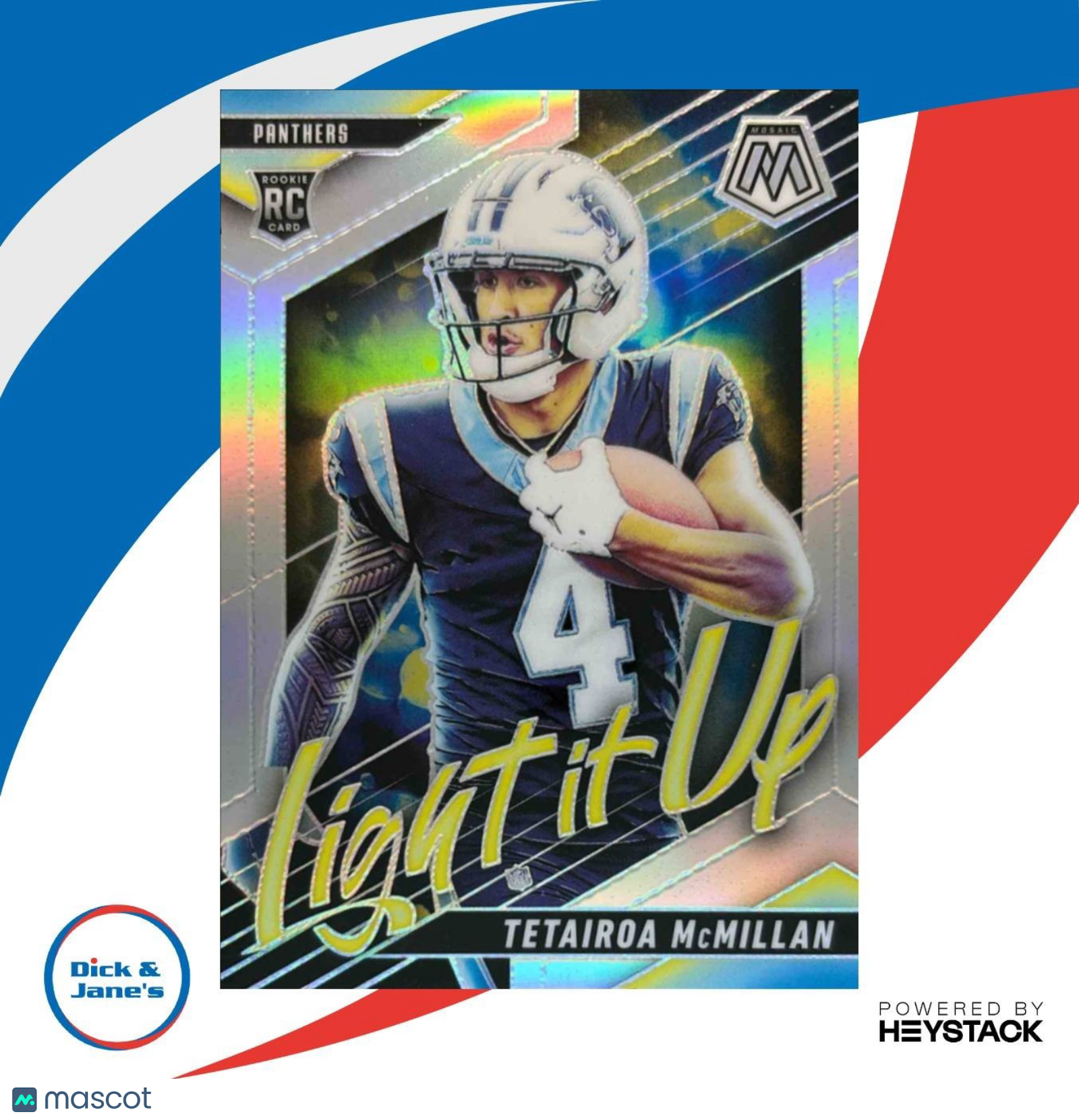 2025 Panini Mosaic Tetairoa McMillan Light it Up Silver #24 RC Carolina Panthers - Sports Cards