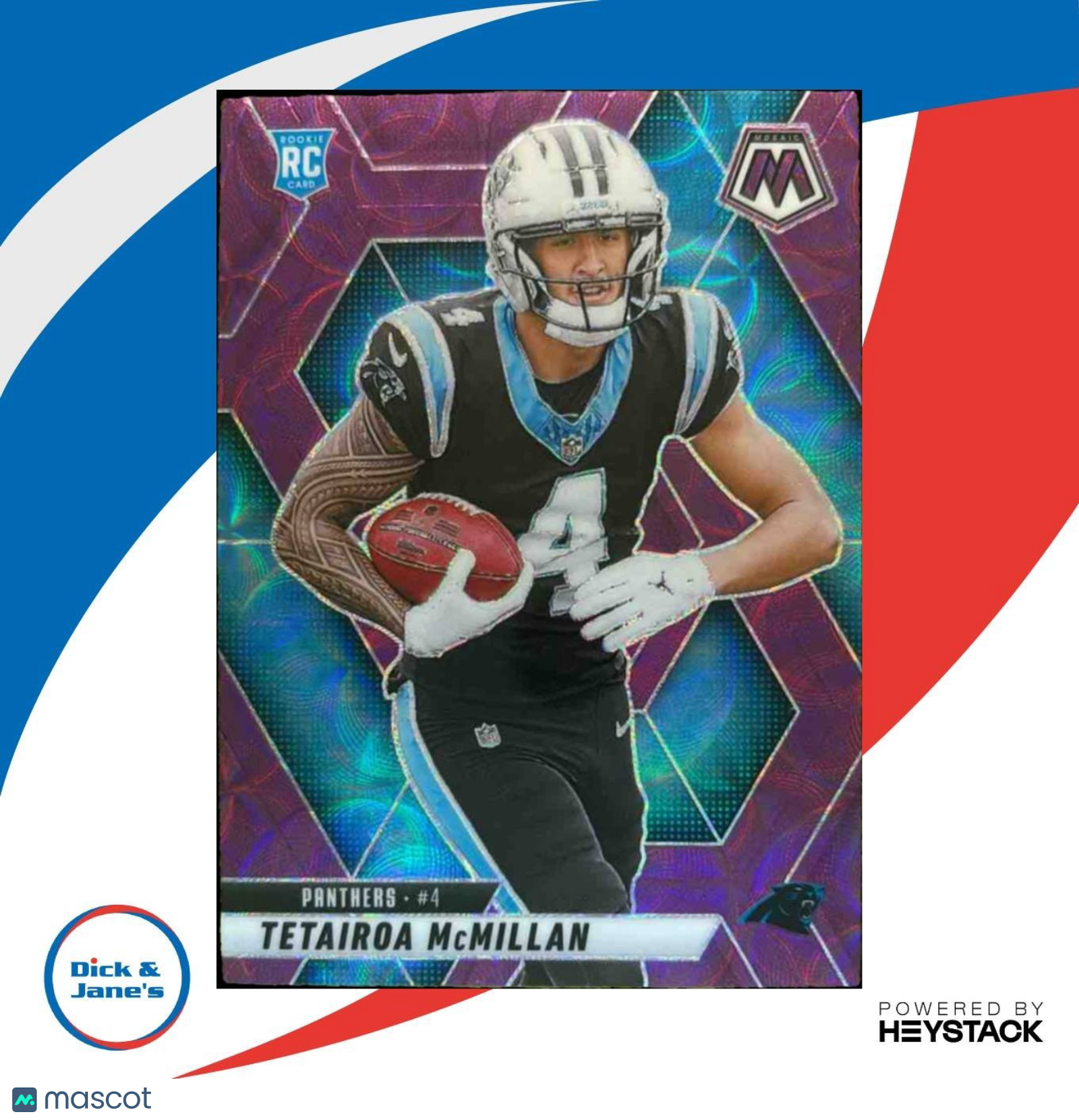 2025 Panini Mosaic Tetairoa McMillan Rookies Purple Scope Prizm #309 RC Panthers - Sports Cards