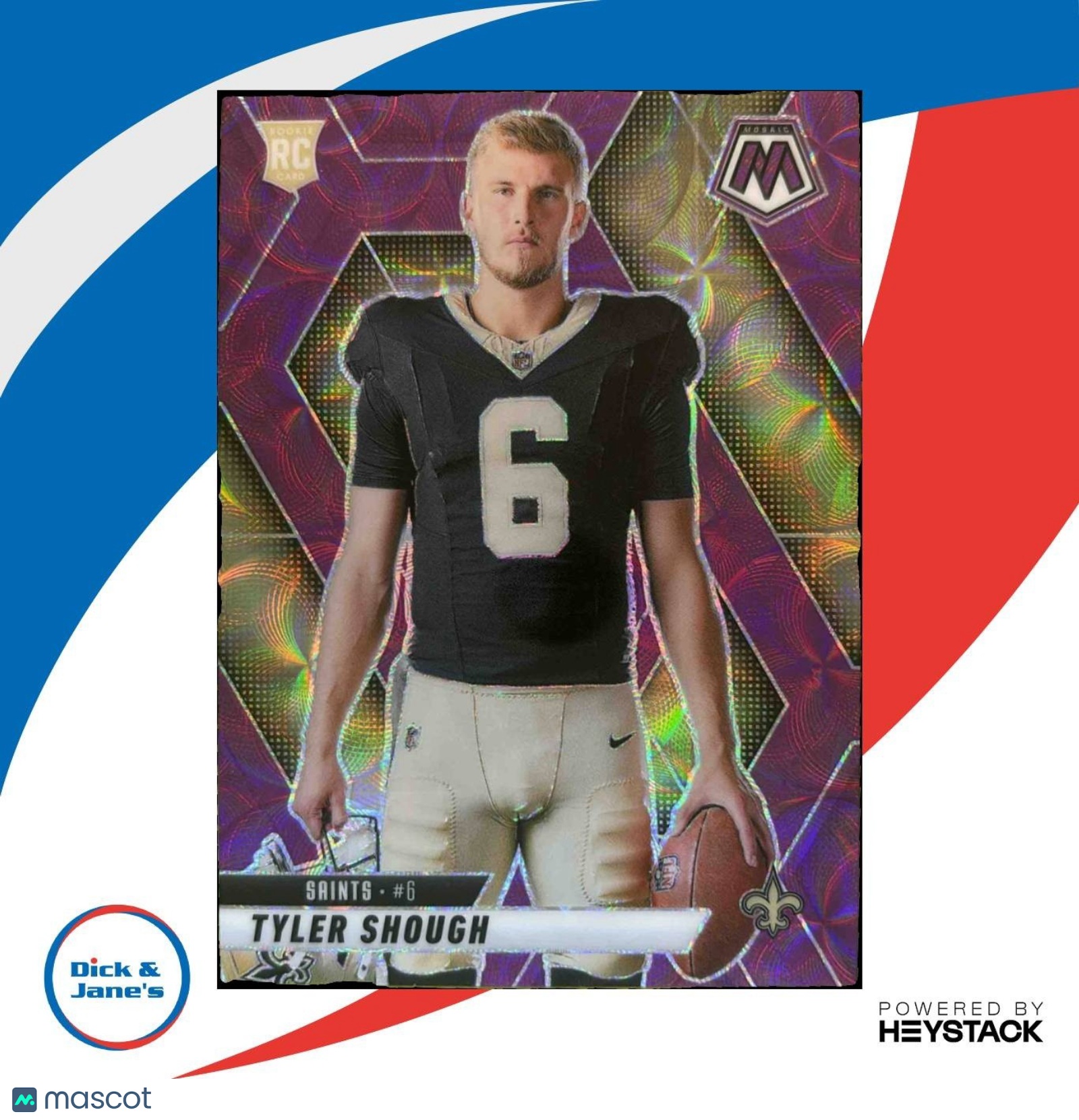 2025 Panini Mosaic Tyler Shough Rookie Variation Purple Scope #273 RC Saints - Sports Cards