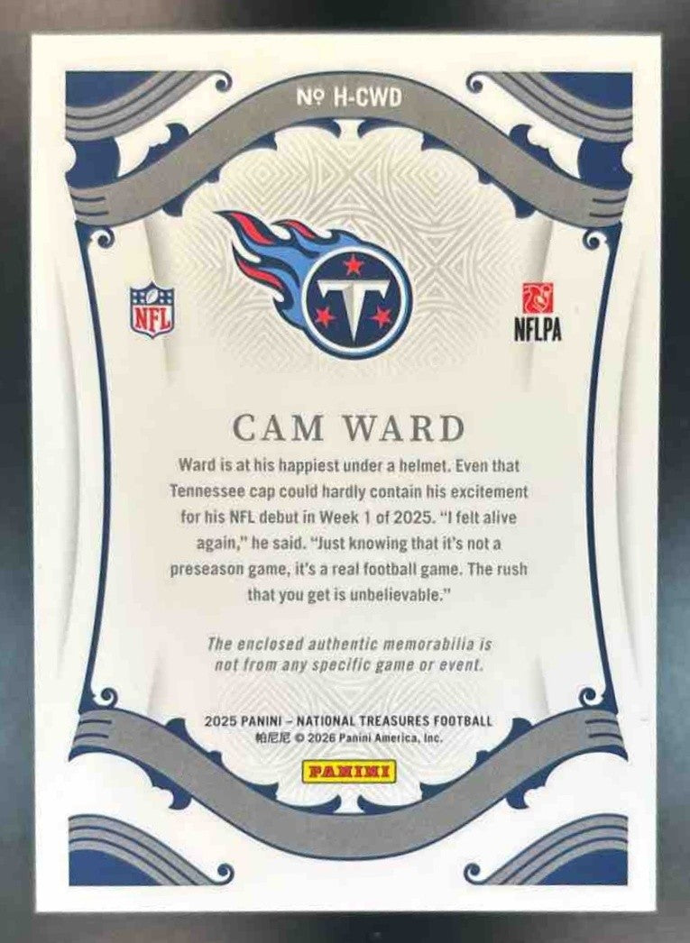 2025 Panini National Treasures Cam Ward Heirlooms /49 MEM RC Tennessee Titans - Sports Cards