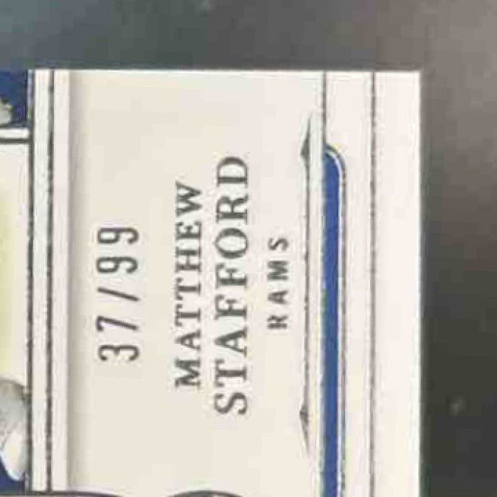 2025 Panini National Treasures Matthew Stafford Sunday /99 MEM Los Angeles Rams - Sports Cards