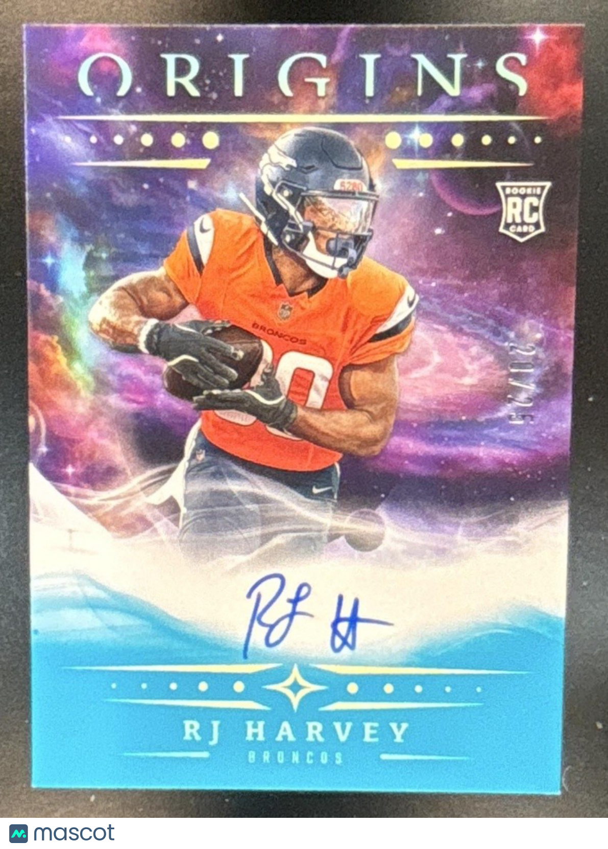 2025 Panini Origin RJ Harvey Rookie Auto Turquoise /25 #RA-RJH RC Denver Broncos - Sports Cards