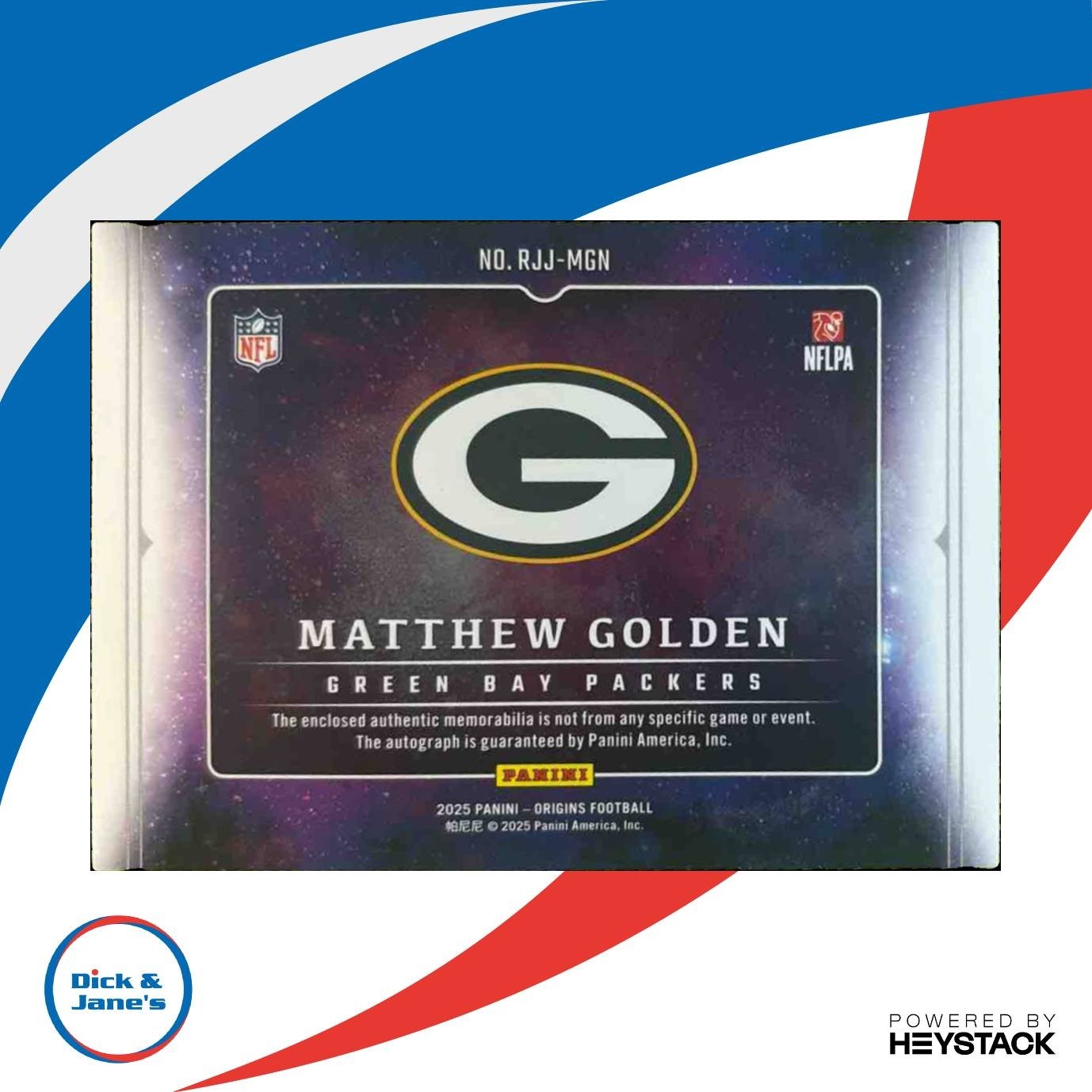 2025 Panini Origins Matthew Golden Rookie Jumbo Jersey Auto RC Green Bay Packers - Sports Cards