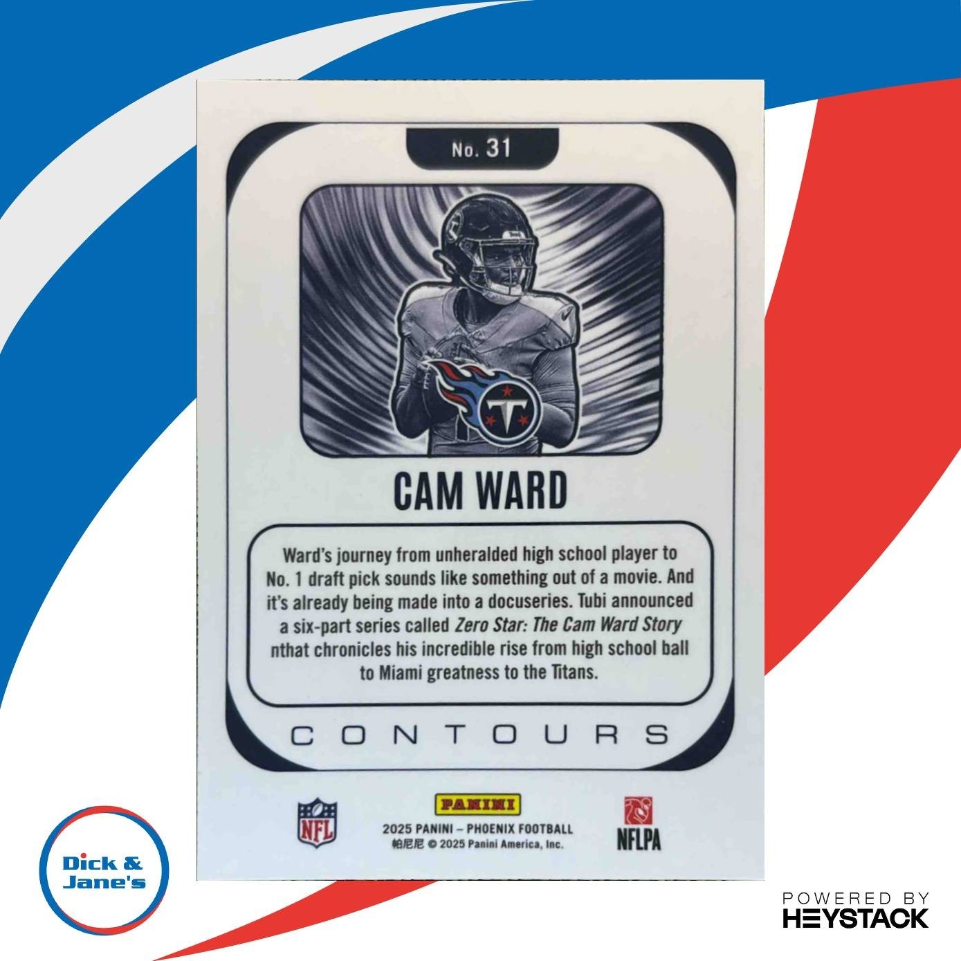 2025 Panini Phoenix Cam Ward Contours #31 RC Tennessee Titans - Sports Cards