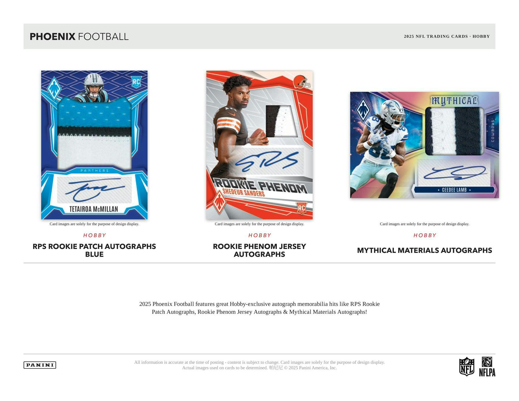 2025 Panini Phoenix Football Hobby Box (2 Autos and 1 Mem) - NFL Hobby Box