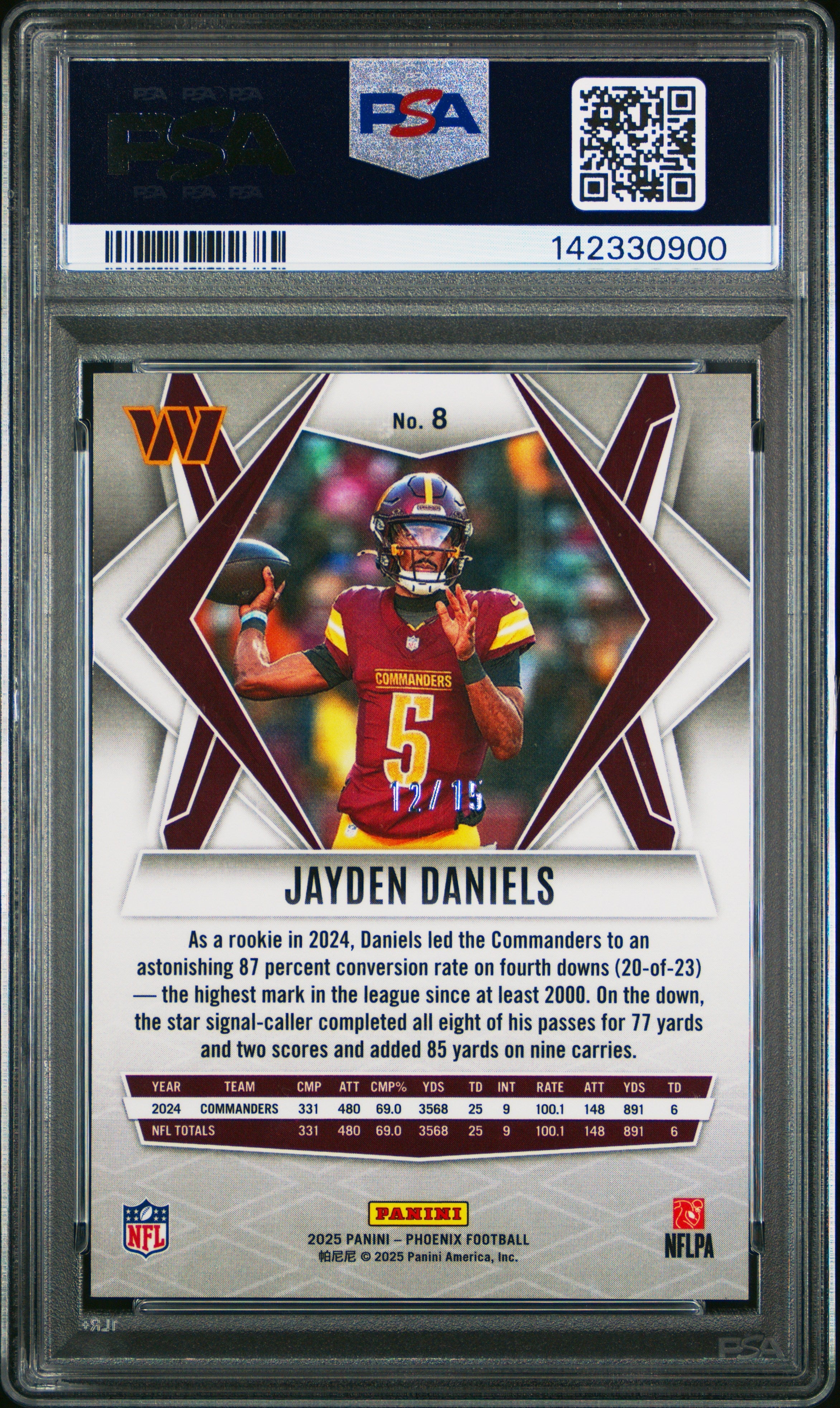 2025 Panini Phoenix Jayden Daniels Bronze Seismic 12/15 #8 PSA 10 GEM MINT - Graded Sports Cards