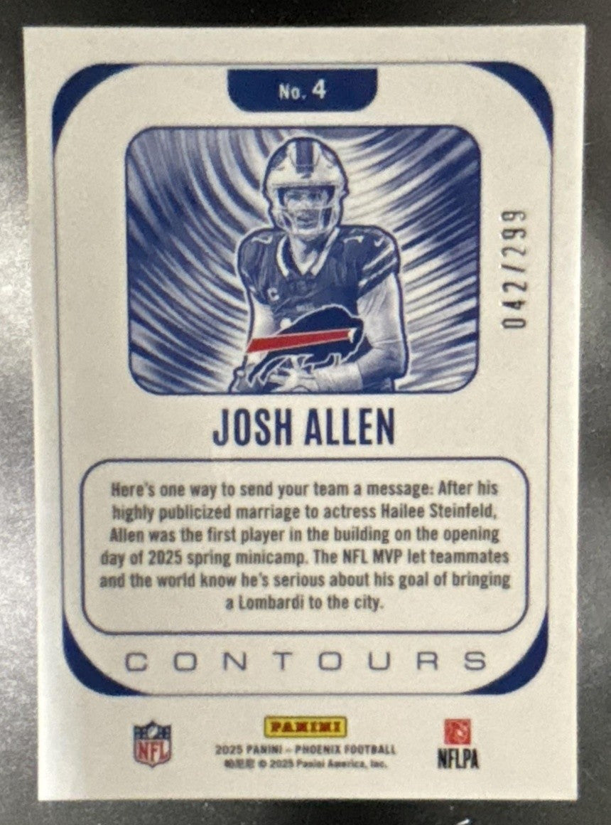 2025 Panini Phoenix Josh Allen Contours Silver Hyper /299 #4 Buffalo Bills - Sports Cards