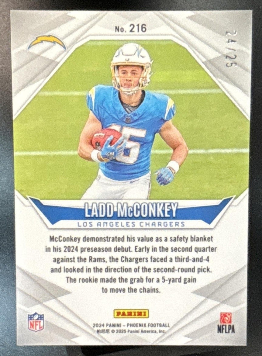 2025 Panini Phoenix Ladd McConkey Green Prizm /25 #66 Los Angeles Chargers - Sports Cards