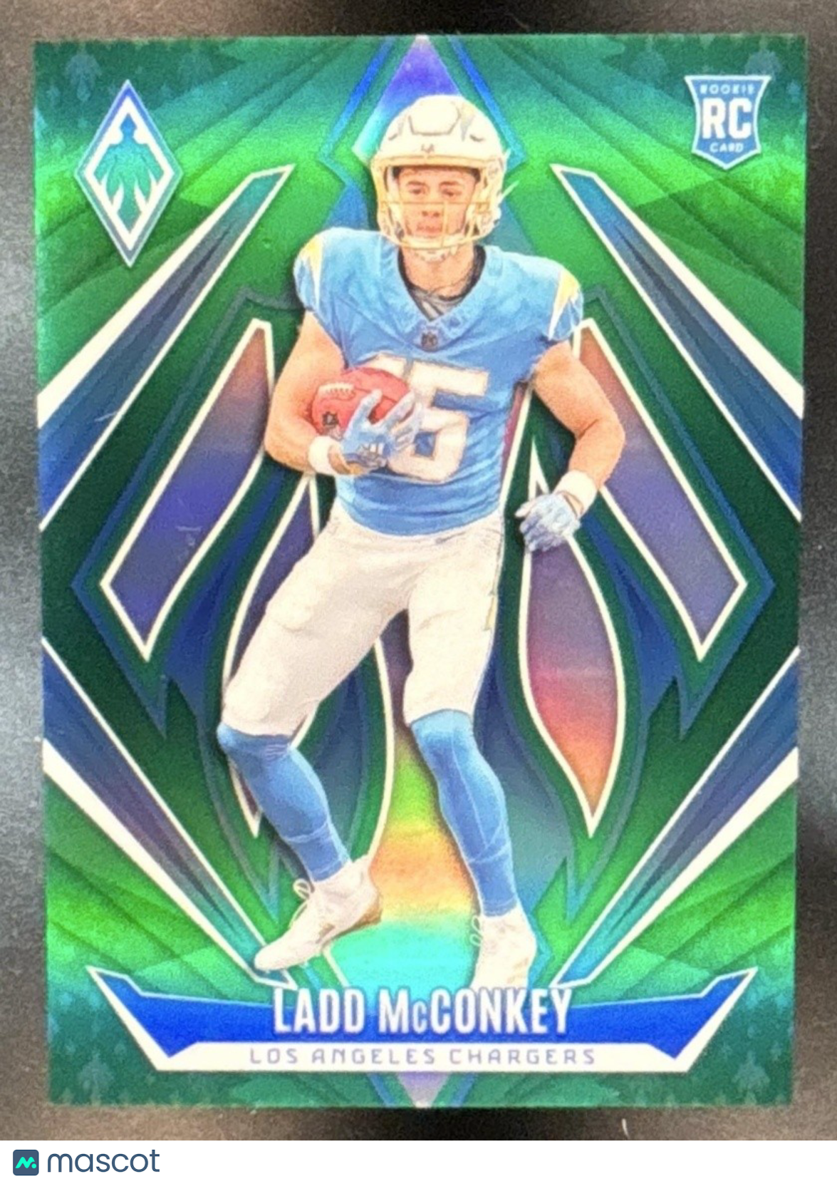 2025 Panini Phoenix Ladd McConkey Green Prizm /25 #66 Los Angeles Chargers - Sports Cards