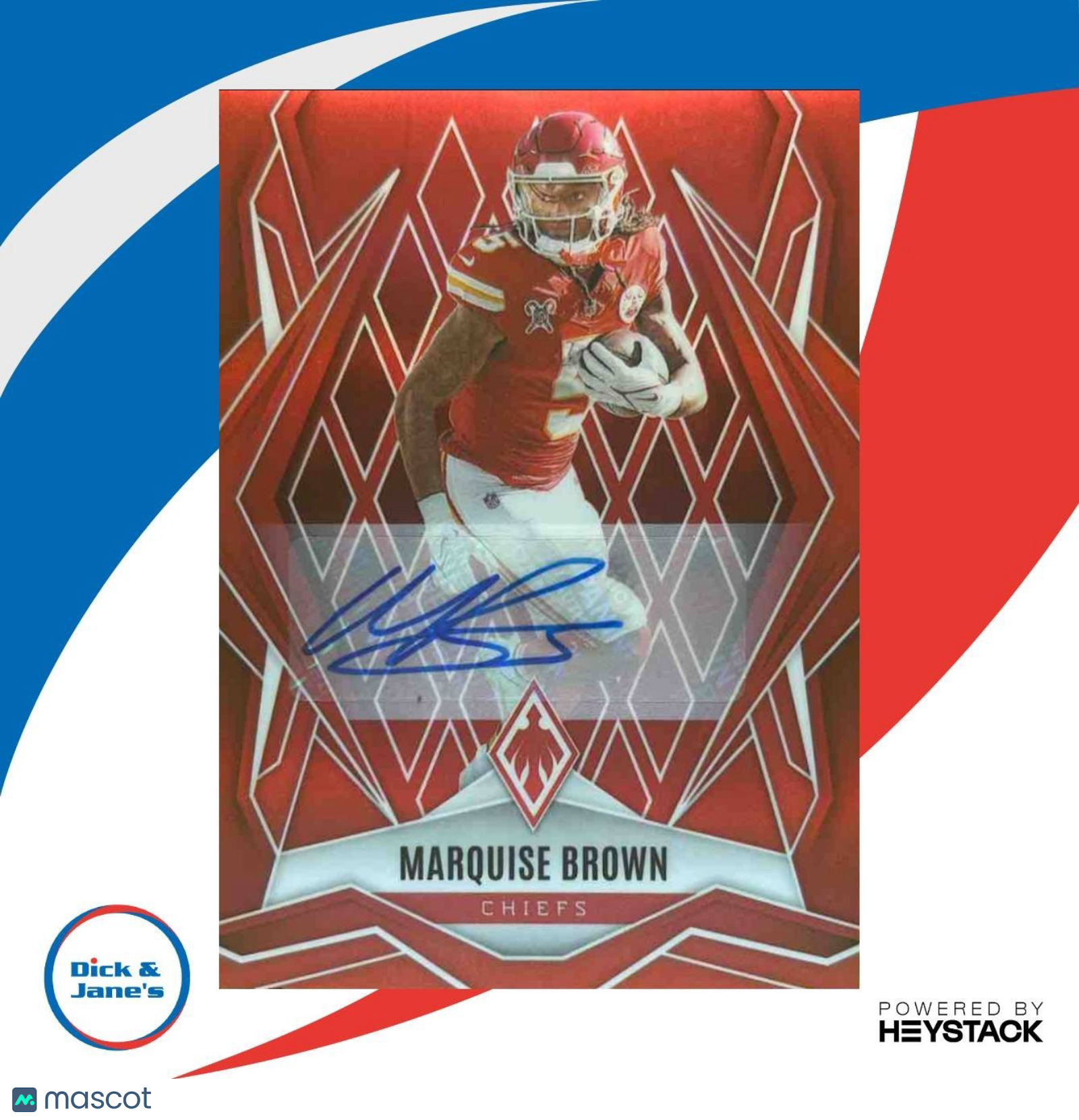 2025 Panini Phoenix Marquise Brown Auto Red Prizm 19/99 #36 Kansas City Chiefs - Sports Cards