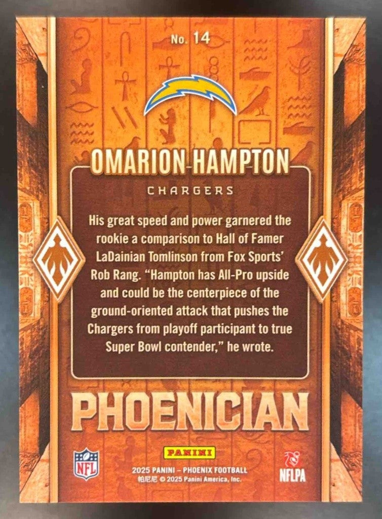 2025 Panini Phoenix Omarion Hampton Phoenician #14 RC SSP Los Angeles Chargers - Sports Cards