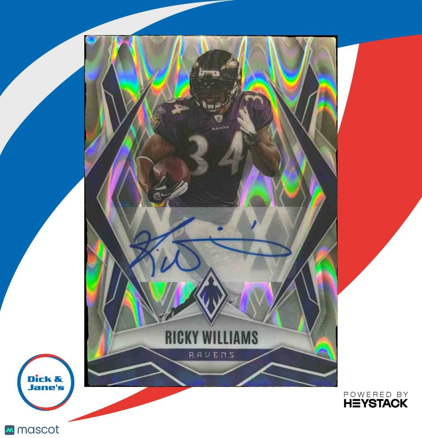 2025 Panini Phoenix Ricky Williams Auto Seismic /20 Baltimore Ravens - Sports Cards