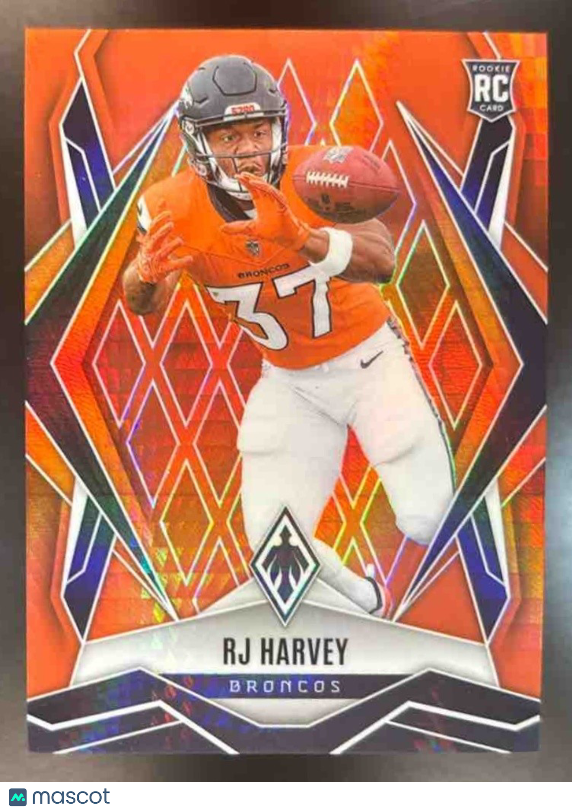 2025 Panini Phoenix RJ Harvey Red Seismic /99 #176 RC Denver Broncos - Sports Cards