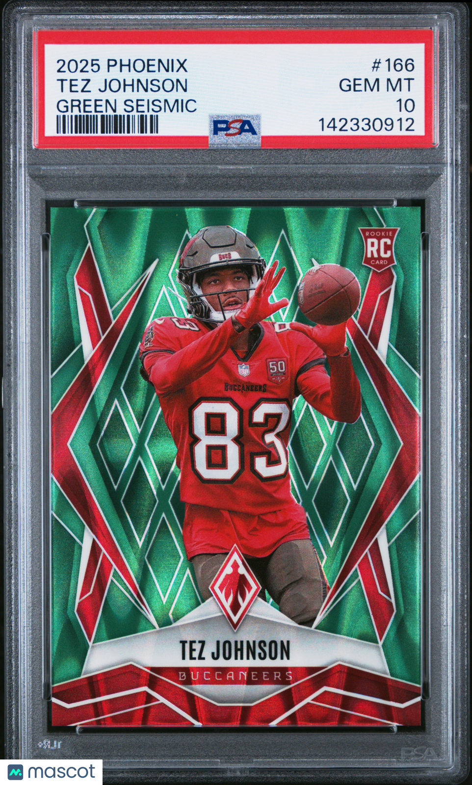 2025 Panini Phoenix Tez Johnson Green Seismic 03/25 Rookie #166 PSA 10 GEM MINT - Graded Sports Cards