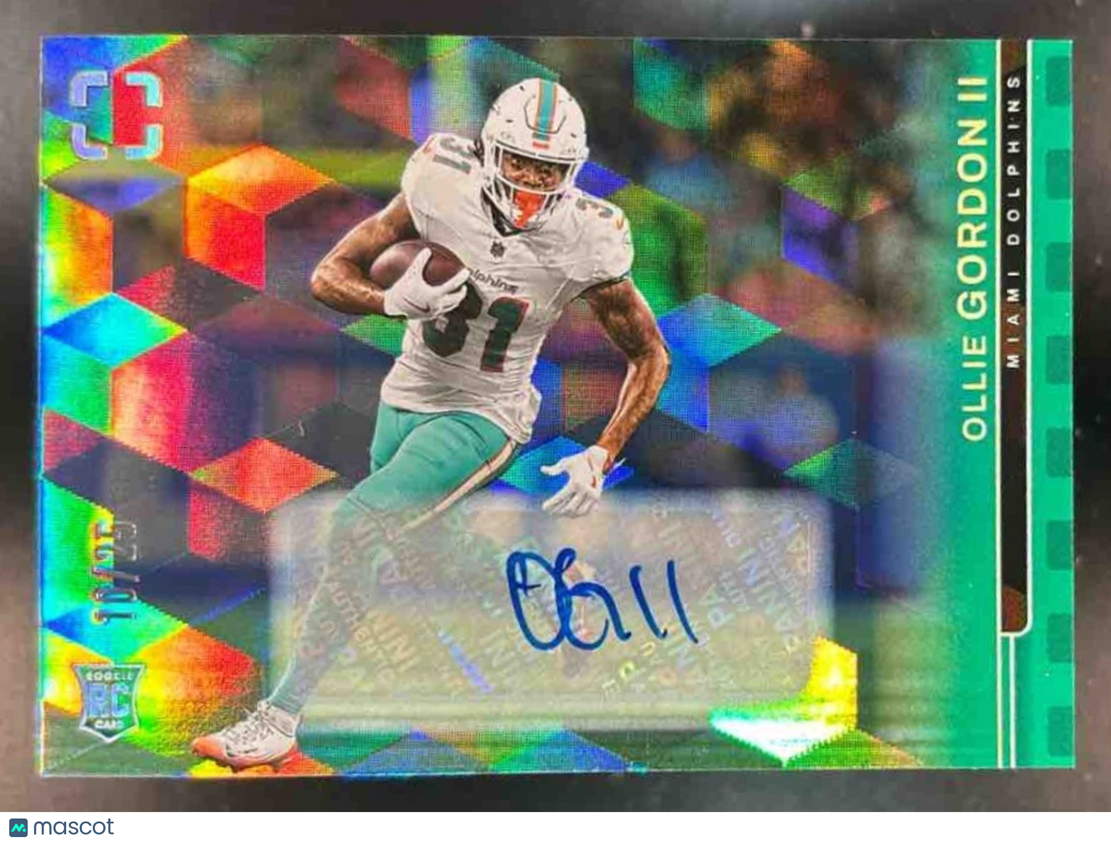 2025 Panini PhotoGenic Ollie Gordon II Auto Horizontal Green /25 #199 RC Dolphin - Sports Cards