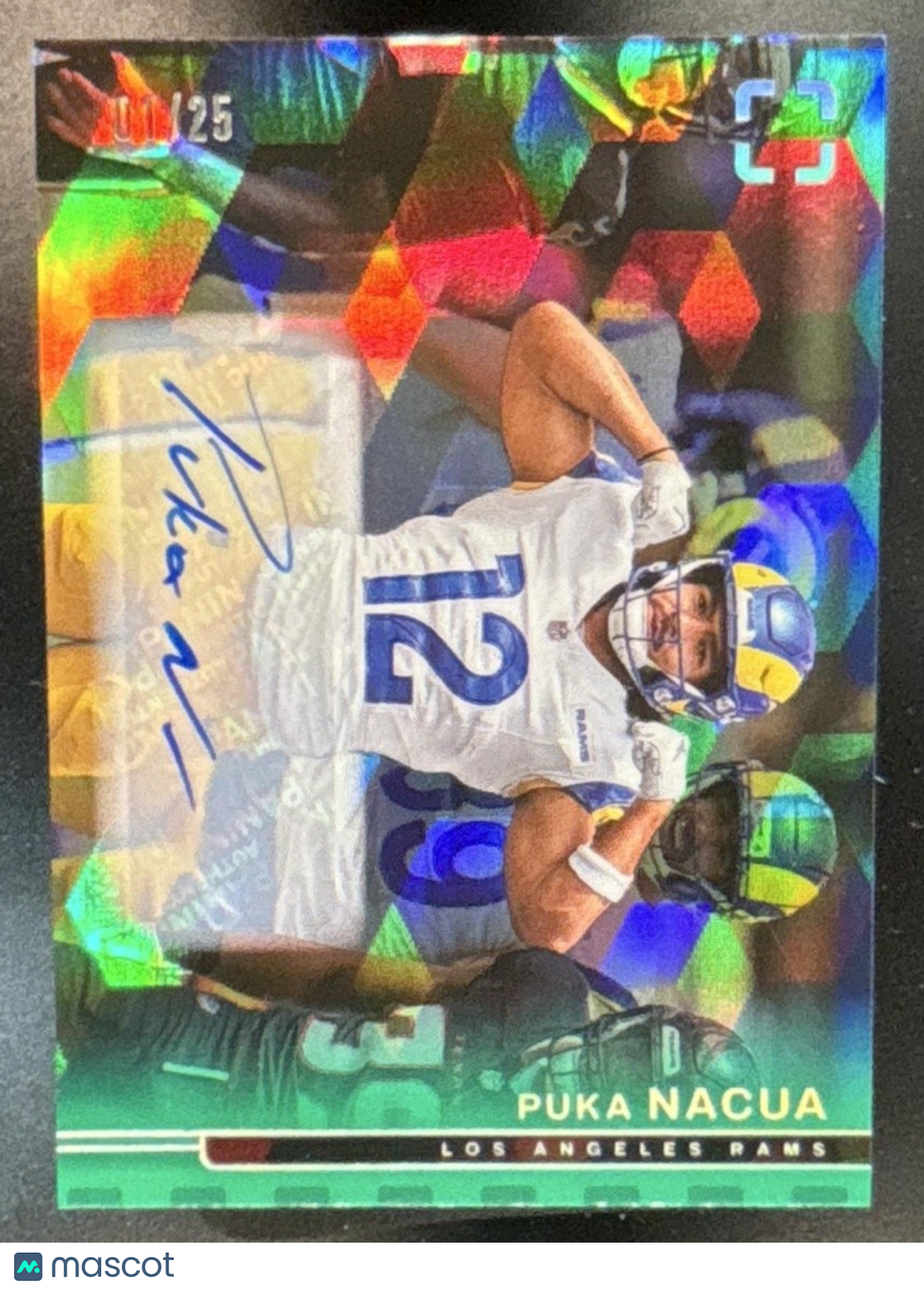 2025 Panini PhotoGenic Puka Nacua Auto Horizontal Green 1/25 #111 Rams - Sports Cards