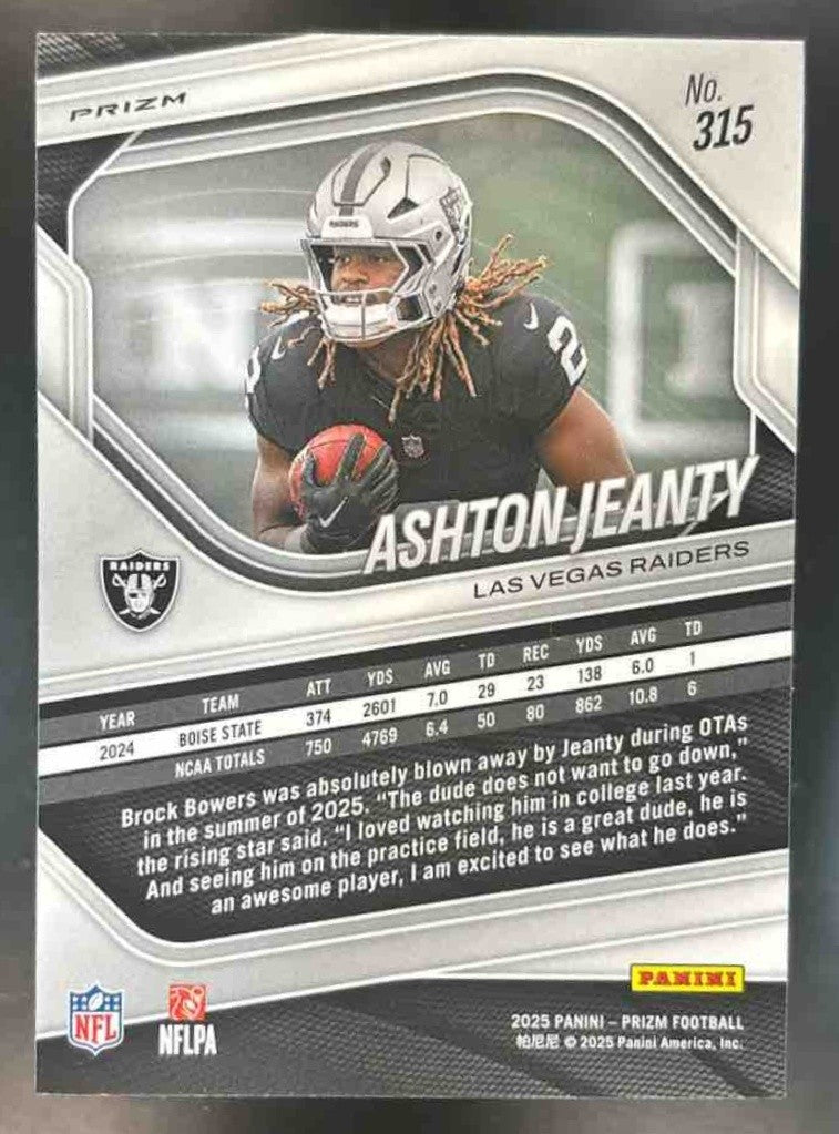 2025 Panini Prizm Ashton Jeanty Orange Ice #315 RC Las Vegas Raiders - Sports Cards