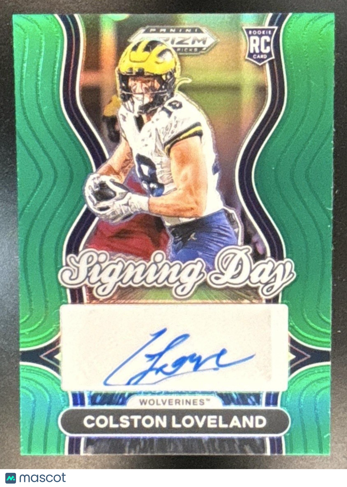 2025 Panini Prizm Draft Picks Colston Loveland Signing Day Green Auto Wolverines - Sports Cards
