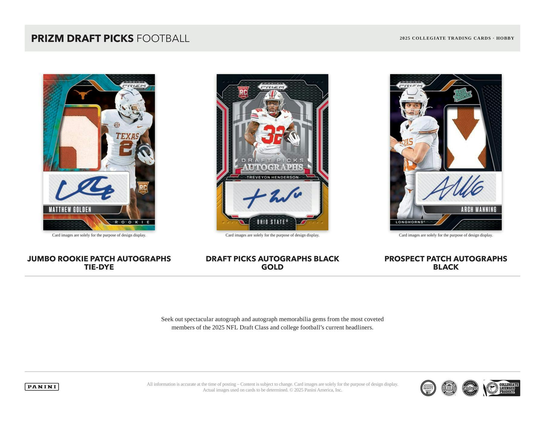 2025 Panini Prizm Draft Picks Football Hobby Box (4 Autos) - NFL Hobby Box