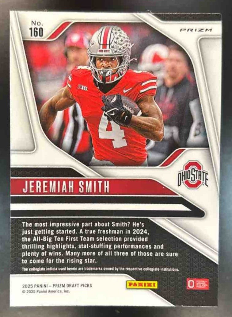 2025 Panini Prizm Draft Picks Jeremiah Smith Silver #160 Ohio State Buckeyes - Sports Cards