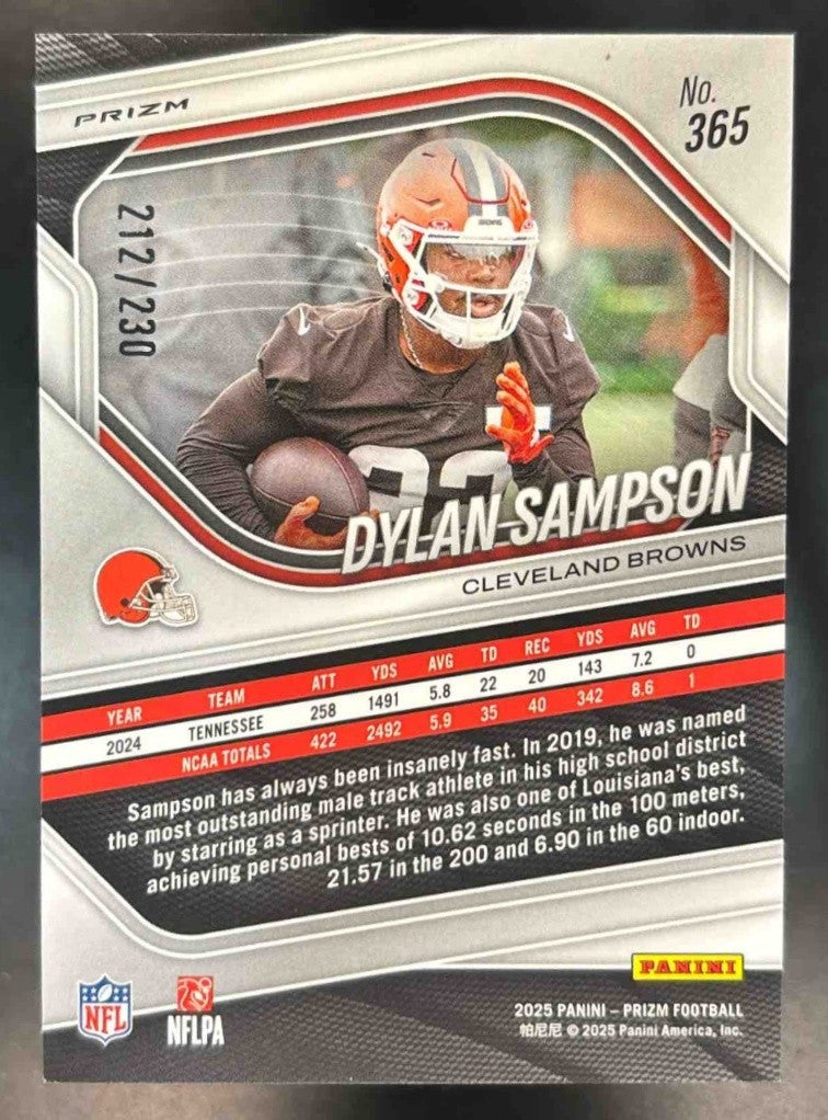 2025 Panini Prizm Dylan Sampson Blue Wave /230 #365 RC Cleveland Browns - Sports Cards